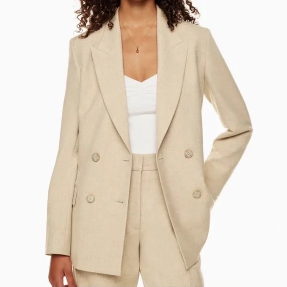 Aritzia Wilfred Destiny Blazer in Heather Oat Beige Size 4